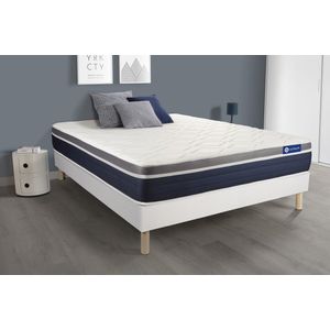 Complete boxspring met matras tweepersoons- Actisom Actiflex confort wit - Pocketveren en traagschuim - 160 x 210 cm