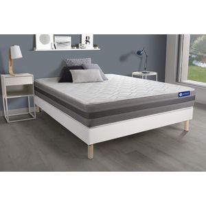 Complete boxspring met matras tweepersoons- Actisom Actiflex relax wit - Pocketveren en traagschuim - 120 x 220 cm