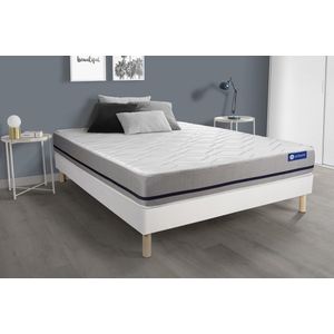 Complete boxspring met matras tweepersoons- Actisom Actiflex soft wit - Pocketveren - 120 x 220 cm