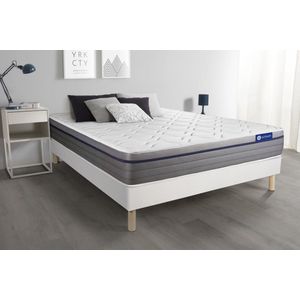 Complete boxspring met matras tweepersoons- Actisom Actilatex zen wit - Latex en traagschuim - 120 x 190 cm