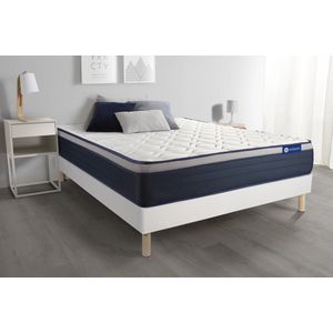 Complete boxspring met matras tweepersoons- Actisom Actilatex max wit - Latex en traagschuim - 120 x 220 cm