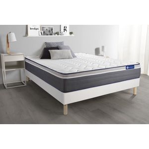 Complete boxspring met matras tweepersoons- Actisom Actilatex plus wit - Latex en traagschuim - 180 x 200 cm