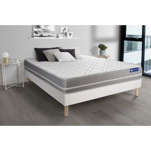 Complete boxspring met matras tweepersoons- Actisom Actilatex touch wit - Latex en traagschuim - 160 x 210 cm