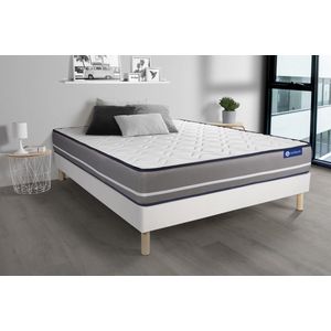 Complete boxspring met matras tweepersoons- Actisom Actilatex pur wit - Latex en traagschuim - 180 x 220 cm