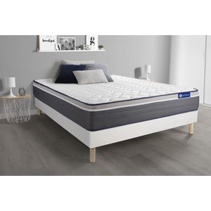 Complete boxspring met matras tweepersoons- Actisom Actimemo plus wit - Traagschuim - 180 x 200 cm