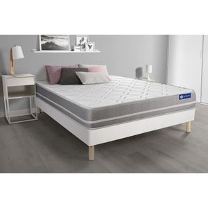 Complete boxspring met matras tweepersoons- Actisom Actimemo touch wit - Traagschuim - 200 x 200 cm