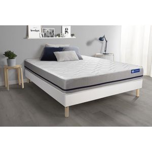 Complete boxspring met matras tweepersoons- Actisom Actimemo soft wit - Traagschuim - 200 x 200 cm