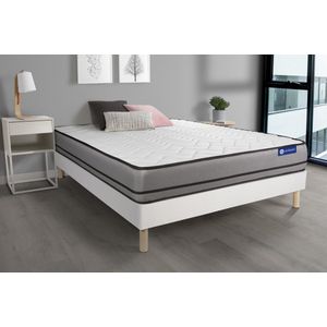 Complete boxspring met matras tweepersoons- Actisom Actimemo night wit - Traagschuim - 200 x 200 cm