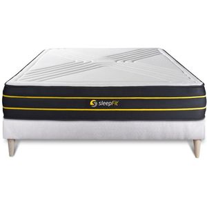 Complete boxspring met matras tweepersoons- Sleepfit Ultra wit - Traagschuim en micro pocketveren - 160 x 210 cm