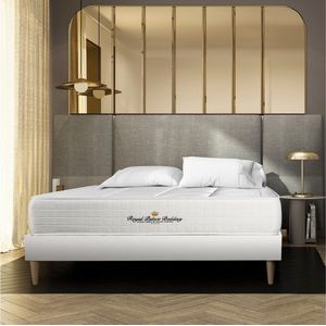 Complete boxspring met matras tweepersoons- Royal Palace Bedding Windsor wit - Traagschuim en pocketveren - 160 x 210 cm