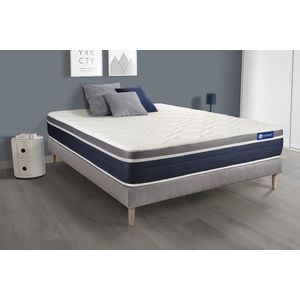 Complete boxspring met matras tweepersoons- Actisom Actiflex confort grijs - Pocketveren en traagschuim - 120 x 220 cm