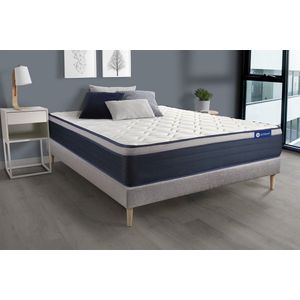 Complete boxspring met matras tweepersoons- Actisom Actiflex max grijs - Pocketveren en traagschuim - 120 x 220 cm