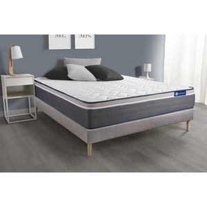 Complete boxspring met matras tweepersoons- Actisom Actiflex plus grijs - Pocketveren en traagschuim - 180 x 200 cm