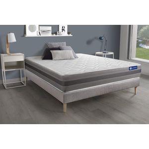 Complete boxspring met matras tweepersoons- Actisom Actiflex relax grijs - Pocketveren en traagschuim - 120 x 220 cm