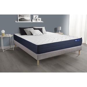 Complete boxspring met matras tweepersoons- Actisom Actiflex life grijs - Pocketveren en traagschuim - 140 x 210 cm