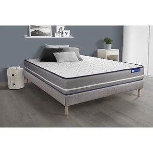 Complete boxspring met matras tweepersoons- Actisom Actiflex pur grijs - Pocketveren - 160 x 200 cm