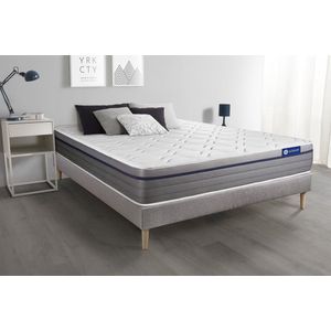 Complete boxspring met matras tweepersoons- Actisom Actilatex zen grijs - Latex en traagschuim - 120 x 220 cm