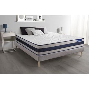 Complete boxspring met matras tweepersoons- Actisom Actilatex ergo grijs - Latex en traagschuim - 140 x 200 cm