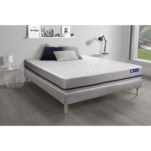 Complete boxspring met matras tweepersoons- Actisom Actilatex soft grijs - Latex en traagschuim - 160 x 200 cm