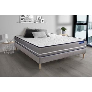 Complete boxspring met matras tweepersoons- Actisom Actilatex pur grijs - Latex en traagschuim - 160 x 200 cm