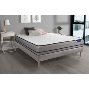 Complete boxspring met matras tweepersoons- Actisom Actilatex night grijs - Latex en traagschuim - 180 x 210 cm