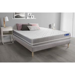 Complete boxspring met matras tweepersoons- Actisom Actimemo touch grijs - Traagschuim - 140 x 190 cm