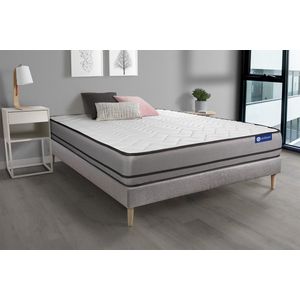 Complete boxspring met matras tweepersoons- Actisom Actimemo night grijs - Traagschuim - 180 x 210 cm