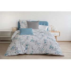 Dekbedovertrekset 220x240 cm HOME LINGE PASSION POMPADOUR: Dekbedovertrek + 2 kussenslopen - 100% Katoen 57 Draden - Wit/blauw