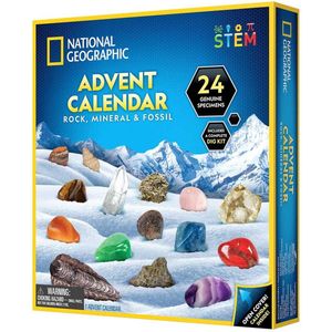 National Geographic JM80000U Bandai Adventskalender | Rock Mineral and Fossil Science Girls and Boys met 24 echte exemplaren en een complete graafset | Uitstekende STEM voor kinderen