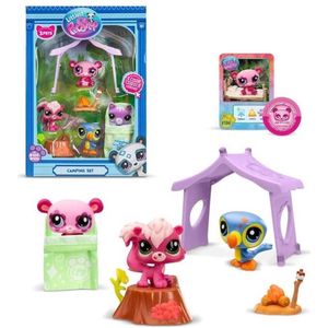 Bandai - Littlest Pet Shop – campingset 3 dieren en accessoires – Littlest Pet Shop LPS Panda Eekhoorn Toekan – speelgoedset minifiguren schattige dieren – speelgoed voor kinderen vanaf 4 jaar –