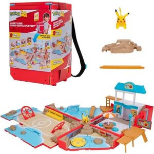 Bandai - Pokémon - Rugzak van de strandtrainer - Pokémon-speeluniversum met mini-spellen - tas die verandert in een speelplaats op het strand - Pikachu figuur inbegrepen - Speelgoedset voor kinderen