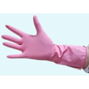 DSTOCK60 - 50 PAAR WATERDICHTE HANDSCHOENEN VOOR HET HUISHOUDEN, VAIS, KEUKEN, LINGE, REINIGING... HERBRUIKBARE RUBBER - LANGE MOUWEN - ROZE KLEUR - MAAT 9,5 - XL