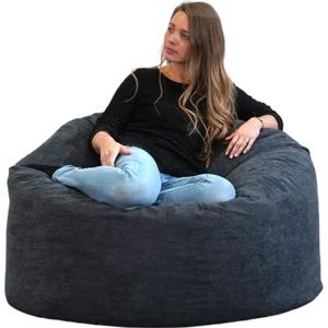 Bananair - Peer-vormige Poef | Gigantische Zitzakstoel van 100 cm | Grote Bed- en Woonkamerstoelen | Vulling Inbegrepen | Geribd Fluweel | Geschikt voor Binnen en Buiten | Volwassene/Kind | (Blauw)