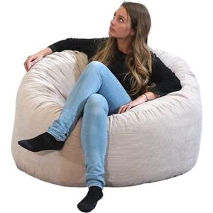 Bananair - Peer-vormige Poef | Gigantische Zitzakstoel van 100 cm | Grote Bed- en Woonkamerstoelen | Vulling Inbegrepen | Geribd Fluweel | Geschikt voor Binnen en Buiten | Volwassene/Kind | (Beige)