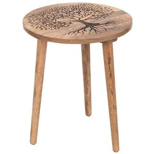 SIGNES GRIMALT Kleine salontafel of bankpunt, gestileerd levensboom, bruin, diameter 40 cm