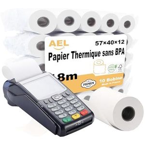 Amazinnov - Verpakking met 10 rollen thermisch papier, 57 x 40 x 12 mm, 18 m voor terminals CB bankkaart (57 x 40 x 12 mm, 10 stuks)