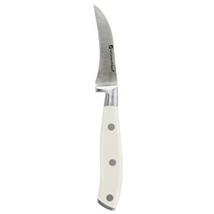 Albert de Thiers, Acot005001, L'Irresistible, keukenmes, vogeltuit 6,5 cm op kaart, 3CR13 roestvrij staal, lemmet 6,5 cm, handvat ABS wit + 3 klinknagels, PVC-bescherming op het lemmet