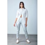 Toxik3 - Hoge Taille - Broek - Zilver - Lederlook