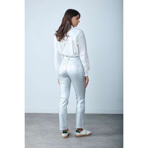 Toxik3 - Hoge Taille Broek - Zilver - Lederlook - Stretch