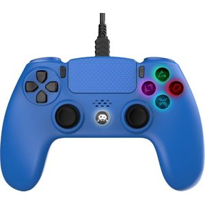 Freaks and Geeks Blauwe Bedrade Controller voor PS4 met 3M Kabel - LED - Jack 3.5mm