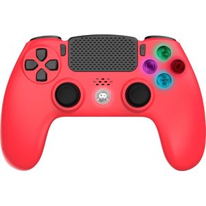 Freaks and Geeks Rode Draadloze Controller voor PS4 - Led - 3.5 mm Jack (Compatibel met PS3 - PC - Android)