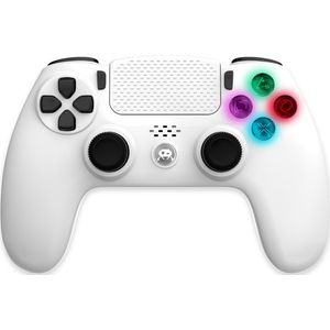 Freaks and Geeks Witte Draadloze Controller voor PS4 - Led - 3.5 mm Jack (Compatibel met PS3 - PC - Android)