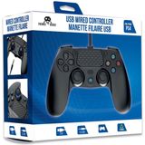 Freaks and Geeks Zwarte Bedrade Controller voor PS4 met 3M Kabel - LED - Jack 3.5mm