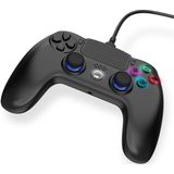 Freaks and Geeks Zwarte Bedrade Controller voor PS4 met 3M Kabel - LED - Jack 3.5mm