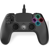 Freaks and Geeks Zwarte Bedrade Controller voor PS4 met 3M Kabel - LED - Jack 3.5mm
