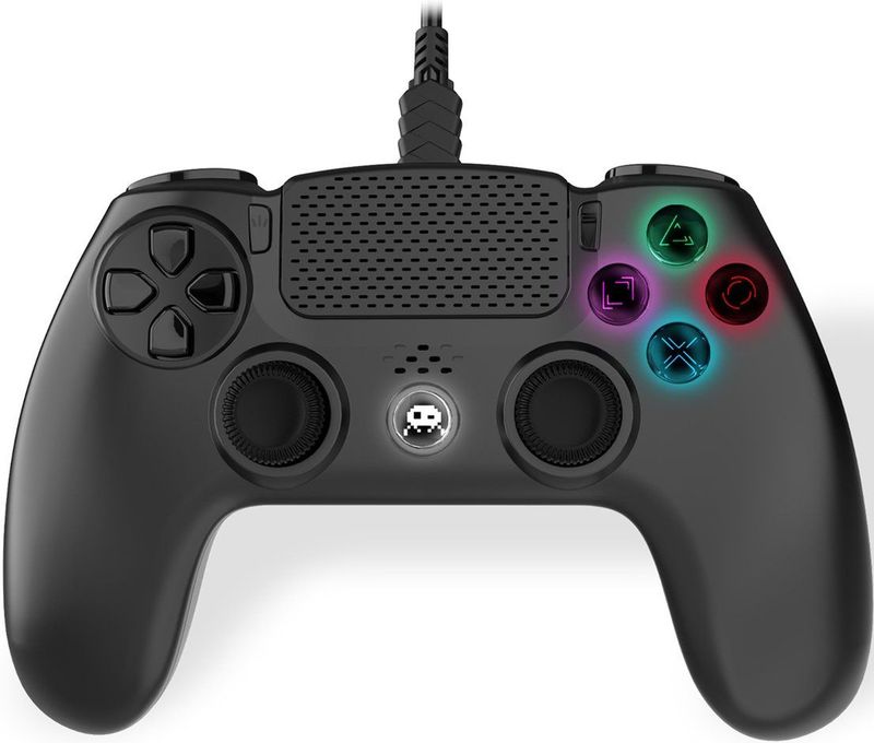 Freaks and Geeks Zwarte Bedrade Controller voor PS4 met 3M Kabel - LED - Jack 3.5mm