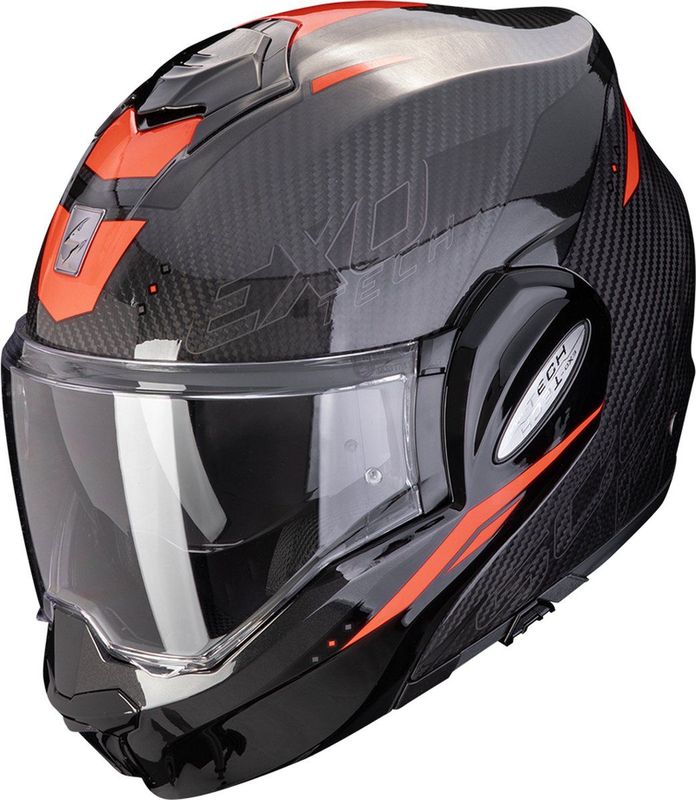 Scorpion - Exo-Tech EVO CARBON ROVER - Motorhelm - Zwart-Rood - Carbon