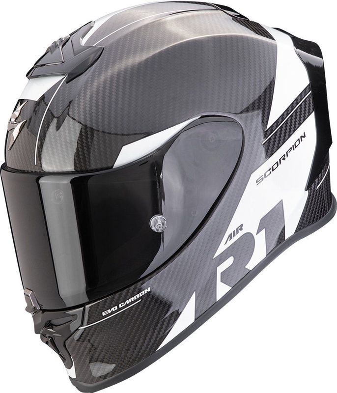 Scorpion Exo R1 Evo Carbon Air Rally Black White Helm