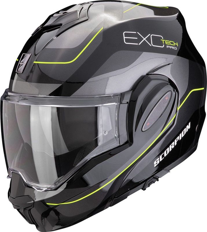 Scorpion - Exo-tech Evo Pro Commuta Helm - Zwart/Zilver/Geel - Modulaire Helm