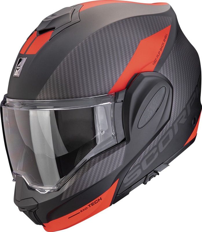 Scorpion EXO-TECH EVO TEAM Matt Black-Silver-Red - Maat M - Integraal helm - Scooter helm - Motorhelm - Zwart - Scooterhelmen mannen en vrouwen.